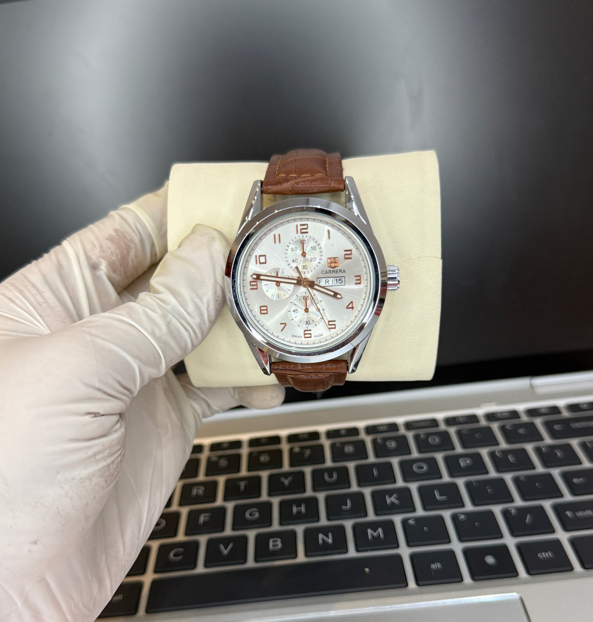 Carrera Tag Date And Day Working Leather Strap Master Lock